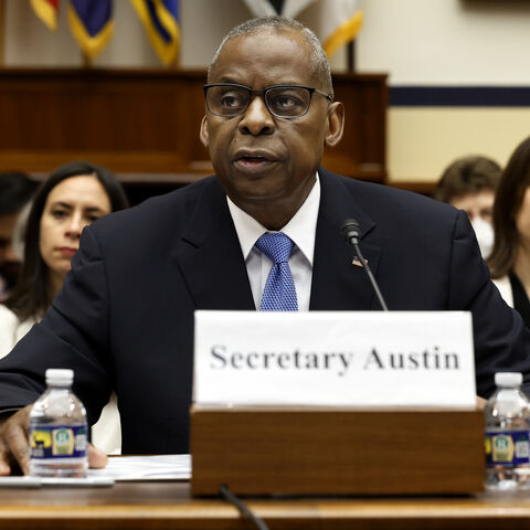  U.S. Defense Secretary Lloyd Austin testifies before the House Armed Services Committee in the Rayburn House Office Building on Capitol Hill on April 30, 2024 in Washington, DC. The committee heard from Austin, Chairman of the Joint Chiefs of Staff Gen. Charles Brown Jr. and Under Secretary of Defense Comptroller Mike McCord about the Pentagon's FY2025 budget request. (Photo by Chip Somodevilla/Getty Images)